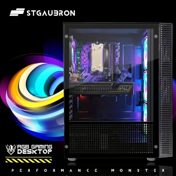 STGAubron Gaming PC Computer Desktop, AMD Ryzen 5 5500 Up To 4.2GHz, Radeon RX 580 8G, 16GB DDR4 RAM, 512GB SSD, WiFi 6 5G Supported, RGB Fan X4, Windows 11 Home - Image 5