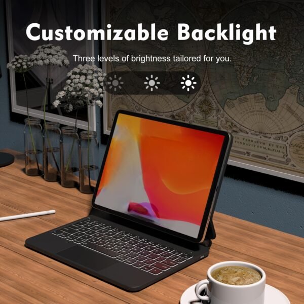 The Magic Keyboard Case For IPad Air 13(M2 2024/M3 2025) And for ipad Pro 12.9 Inch 6th/5th/4th/3rd Gen Will Change Your Experience.7-colour Backlight Design With Three Levels Of Adjustable Brightness. Newly Upgraded Large Touchpad Supports Multi-gesture Operation And Floating Cantilever Stand Provides Multi-angle Adjustment. Hall Switch Design Allows The Device To Enter Wake/sleep State At Any Time Without The Need For A Physical Switch, (Note:Tablet And Pencil Not Inclued) - Image 6