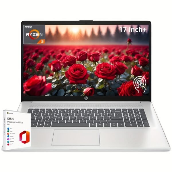 HP 2024 Newest 17.3" HD+ Touchscreen Business Laptop with AMD Ryzen 5 7530U (Beats i7-1165G7), 64GB RAM, 2TB SSD, Wi-Fi 6, Windows 11 Home & Lifetime Office 365 License, Touchscreen Notebook | Rose Golden Design | Reliable Performance