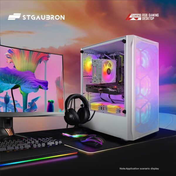 STGAubron Gaming Desktop PC, Intel Xeon E5 2.5G up to 3.3G, 32G Memory, 1T SSD, Radeon RX 590 8G GDDR5, 600M WiFi, RGB Fan x 6, RGB Keyboard & Mouse & Mouse Pad, W10H64 - Image 4