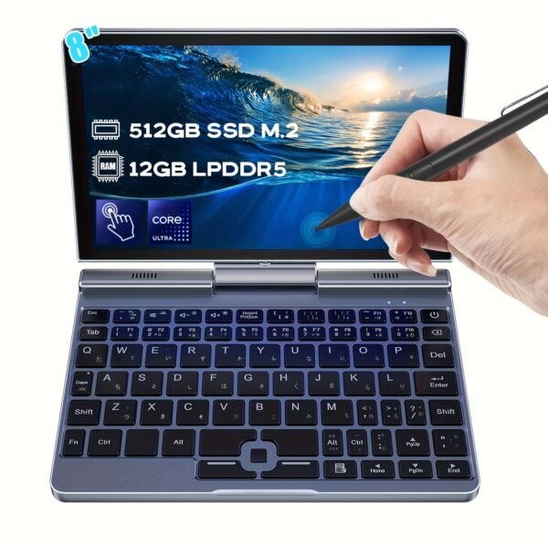 Crelander 2 In 1 Mini Laptop | 8 Inch Touchscreen Portable Computer | Intel 12th Gen N100 Processor | 12GB DDR5 RAM | 1TB M.2 SSD | PD 30W Charging | Wi-Fi 6 BT5.2 | Backlit Keyboard | - Image 5
