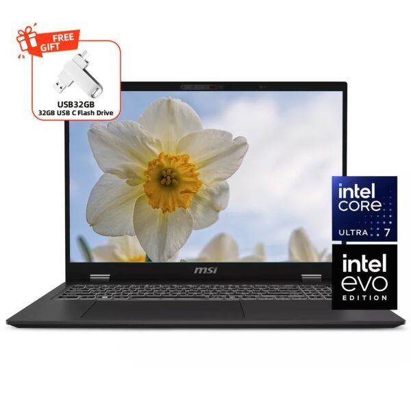 MSI Prestige 16 AI Evo Ultra Thin Professional Laptop, 16" QHD+ Display, Intel Core Ultra 7-155H, ARC Graphics, 32GB LPDDR5 RAM, 4TB NVMe SSD, Backlit Keyboard, WiFi 7, Windows 11 Home, with 32GB USB Flash Drive