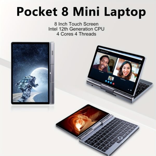 Crelander 2 In 1 Mini Laptop | 8 Inch Touchscreen Portable Computer | Intel 12th Gen N100 Processor | 12GB DDR5 RAM | 1TB M.2 SSD | PD 30W Charging | Wi-Fi 6 BT5.2 | Backlit Keyboard | - Image 6