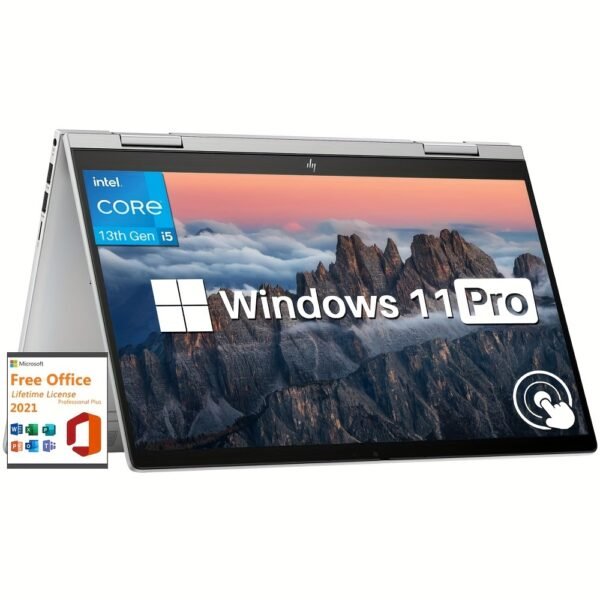 HP Envy X360 2-in-1 Touchscreen Laptop, With Microsoft Office Lifetime License, 14" FHD, Intel I5-1335U, 8GB RAM, 2TB SSD, Fingerprint Reader, Backlit Keyboard, 5MP Camera, WiFi 6E, Win 11 Pro