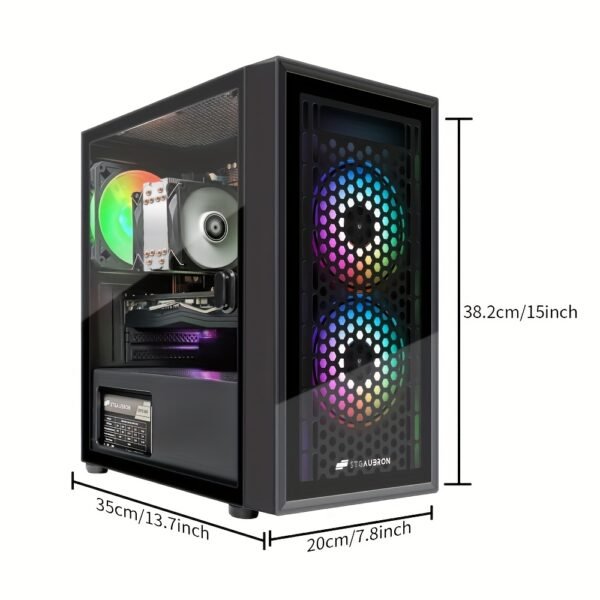 STGAubron Gaming PC Computer Desktop, I7 Xeon E5 2.8Ghz, Radeon RX 580 8G, 16G DDR4 RAM, 512G SSD, 600M WiFi, RGB Fan X3, Windows 10 Home - Image 2