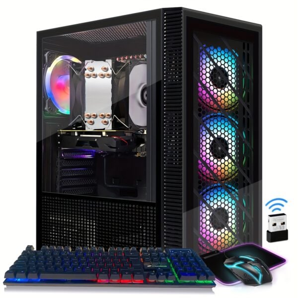 STGAubron-Gaming PC Computer Desktop-RX 550 4GB-Intel i7 Xeon E5 2.8GHz-16GB RAM-512GB SSD WiFi Wirless-5.0, W10H64, RGB Fanx4, RGB Keyboard & Mouse & Mouse Pad-Gaming Computer Tower-for Gamer, Streaming - Image 3