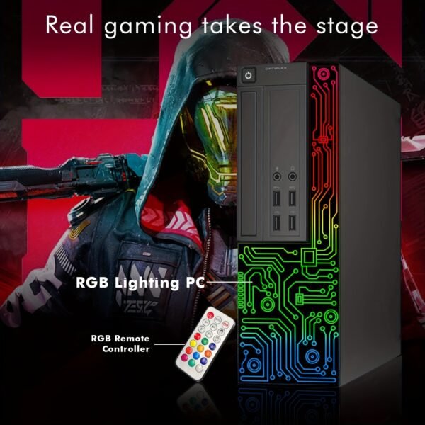 Dell Gaming OptiPlex Desktop RGB Computer PC, Core I7, RX 550 4GB GDDR5, 16GB RAM, 512GB SSD, 24 Inch HDTV Monitor, RGB Keyboard Mouse And Headset, WiFi, Windows 10 Pro (Renewed) - Image 3