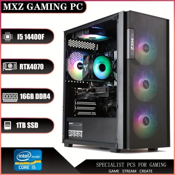 MXZ Intel Core I5 14400F 4.7GHz, GeForce RTX 4070, Gaming PC, 16GBDDR5 6000MHz, M.2 SSD 1T, B760, 6RGB Fans, Gamer Desktop Computer(I5 14400F| RTX 4070) - Image 3