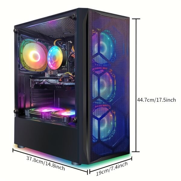 STGAubron Gaming Desktop PC Computer, Intel Core I7 3.4 GHz up to 3.9 GHz, Radeon RX 580 8G GDDR5, 16G RAM, 512G SSD, WiFi, Wireless 5.0, RGB Fanx6, RGB Keyboard&Mouse&Mouse Pad, RGB BT Sound Bar, W10H64 - Image 2