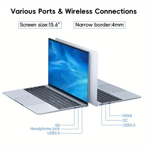 2025 Laptop, 17.3-Inch FHD Display Laptop with Quad Core-12th (Up to 3.6GHz), 16GB RAM 1T ROM Traditional Laptop Computer, 6000mAh Battery, Silvery - Image 2