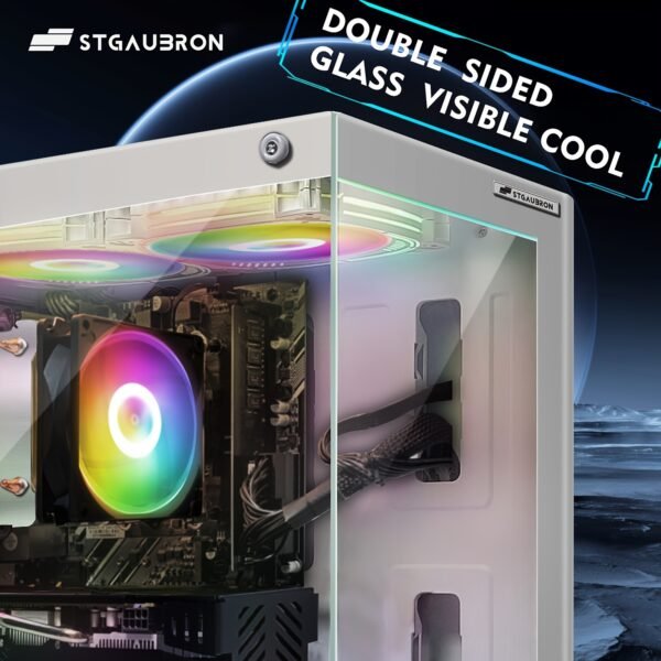 STGAubron Gaming Desktop PC, Athlon 3000G 3.5G, Radeon RX 580 16G GDDR5, 16G RAM, 1T SSD, 600M WiFi, BT 5.0, RGB Fan x 3, RGB Keyboard & Mouse & Mouse Pad, W11H64 - Image 3