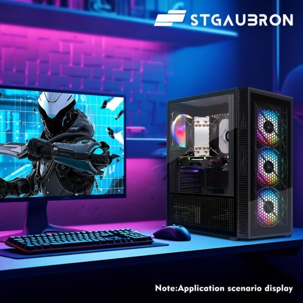 STGAubron-Gaming PC Computer Desktop-RX 550 4GB-Intel i7 Xeon E5 2.8GHz-16GB RAM-512GB SSD WiFi Wirless-5.0, W10H64, RGB Fanx4, RGB Keyboard & Mouse & Mouse Pad-Gaming Computer Tower-for Gamer, Streaming - Image 4