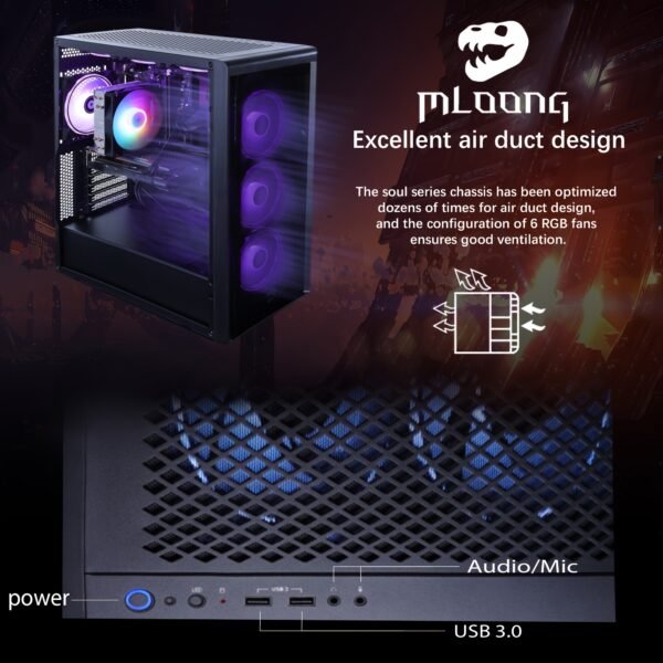 Mloong Gaming PC AMD Ryzen 5 5500 AMD Radeon RX 6600 1TB SSD 16GB RAM Gaming Desktop - Image 5