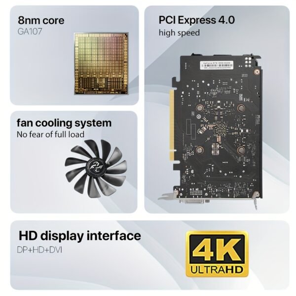 Peladn Gaming RTX 3050 6G Graphics Card with 6GB GDDR6 Memory, 1404 MHz Clock, 8GB DDR6, 40W Power, Single-Fan Design, PCIe 4.0, DisplayPort, Ideal for Gaming and Graphics Intensive Tasks, Professional Graphics Processing | Efficient Cooling Design | Singlefan Cooler - Image 4