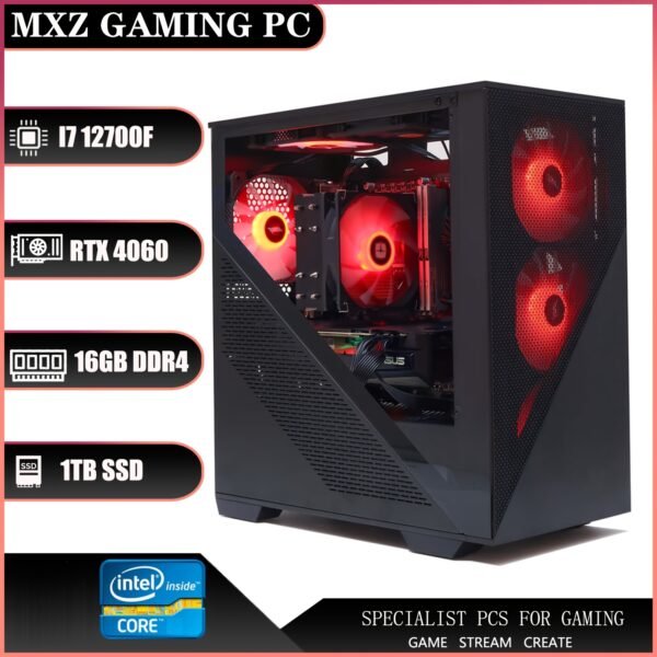 MXZ Gaming Desktop PC, Intel Core I7 12700F, GeForce RTX 4070, Gaming PC, 32GB (16GB*2) DDR4 3200MHz, NVME M2 1 TB, 6RGB Fans, Gamer Desktop Computer (I7 12700F| RTX4070) - Image 3