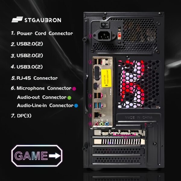 STGAubron Gaming Desktop PC with AMD Ryzen 3 3200G & RX 580 Graphics, 16GB DDR4, 512GB SSD, 600Mbps WiFi, RGB Fans, Keyboard & Mouse - Windows 11 Home Gaming Computer for 60+ FPS, Streaming, Crypto Trading - Image 5