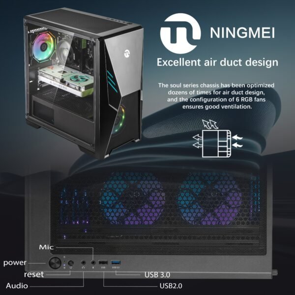 Ningmei Gaming PC AMD Ryzen 5 5500 NVIDIA GeForce RTX 3060 1TB SSD 16GB RAM Gaming Desktop - Image 5