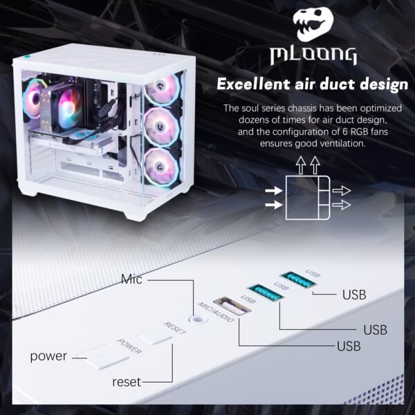 Mloong Gaming PC AMD Ryzen 5 5600 NVIDIA GeForce RTX 4060 16GB DDR4 RAM 1TB SSD 7 ARGB Fans Gaming Desktop - Image 5