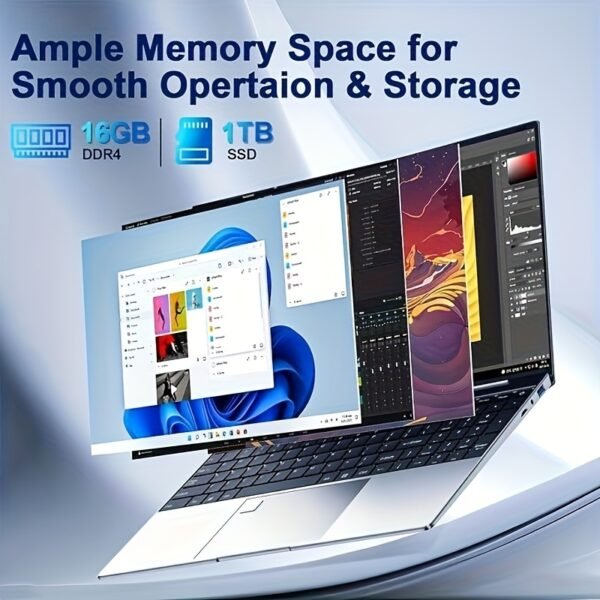 2025 15.6-inch Thin & Light Laptop, Intel N5095 Processor (up To 2.9GHz), 16GB RAM, 1TB SSD, 1920*1080 FHD IPS Display, Webcam, WiFi, USB3.0, Backlit Keyboard, New Year'S And Valentine'S Day Gift For Students, Business People - Image 4