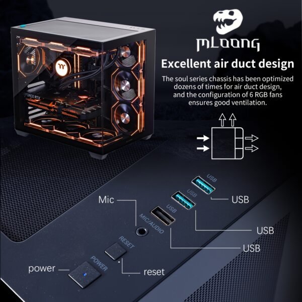 Mloong Gaming PC Intel Core I9 13900KF, GeForce RTX 4070 Super, 2TB NVME SSD, 64GB DDR5, 10ARGB Fans, Gaming Desktop - Image 6