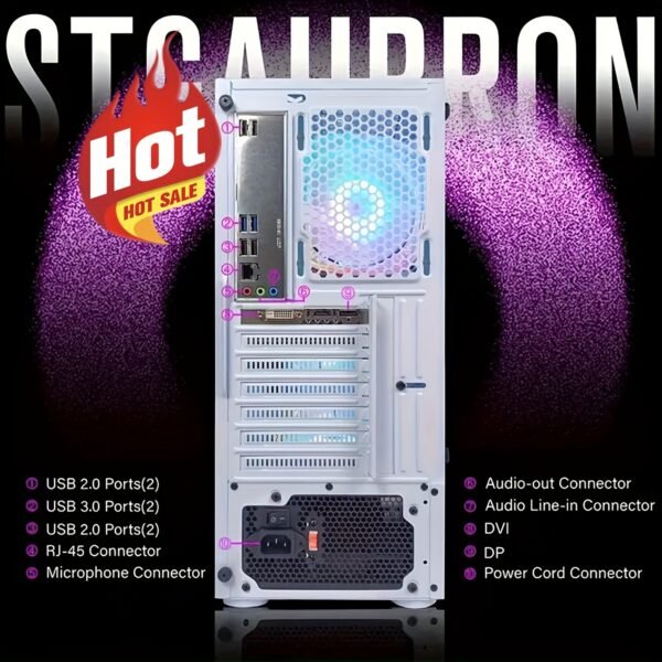 STGAubron Gaming Diamond Desktop, Core I7 3.4 GHz Up To 3.9 GHz, GTX 1660 Ti 6G GDDR6, 16G RAM, 512G SSD, WIFI, Wireless 5.0, RGB Fan X 6, RGB Keyboard & Mouse, RGB Mouse Pad, RGB BT Sound Bar, W10H64 - Image 6