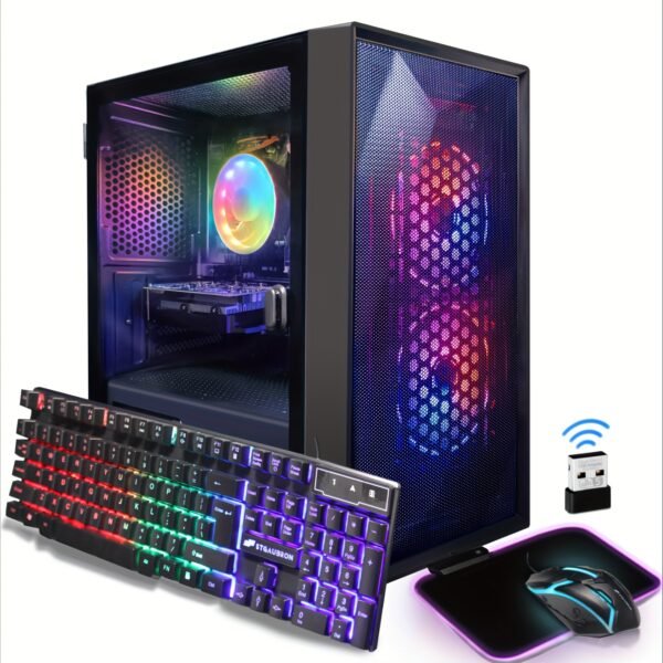 STGAubron Gaming Desktop PC, Intel Core I5 3.3Ghz Up to 3.7Ghz, AMD Radeon RX 550 4G GDDR5, 16GB RAM, 512GB SSD, WiFi, Wireless 5.0, RGB Fans x 3, RGB Keyboard & Mouse, RGB Mouse Pad, Windows 10, H64 - Image 3