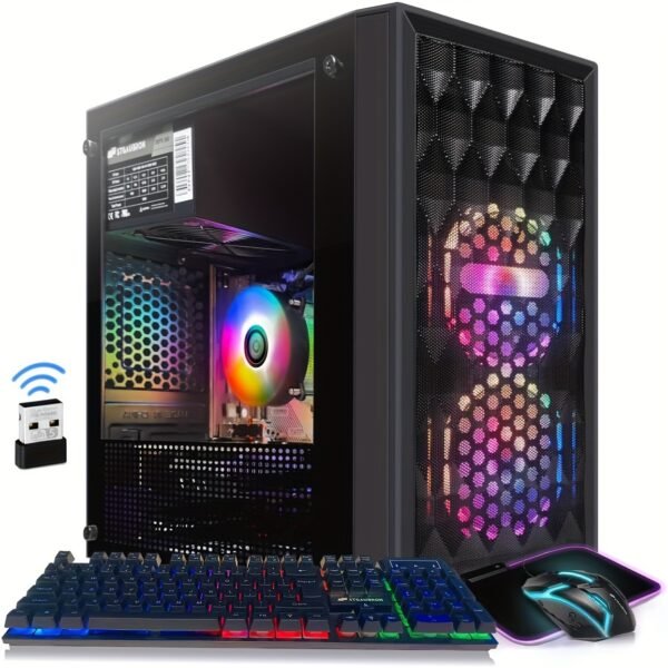 STGAubron Gaming Desktop, Radeon RX 560 4G GDDR5, 10th Gen G5905 3.5G, 16G DDR4, 512G SSD, 600m WiFi, Wireless 5.0, RGB Fan X 2, RGB Mouse Pad, Windows 11 Home - Image 3