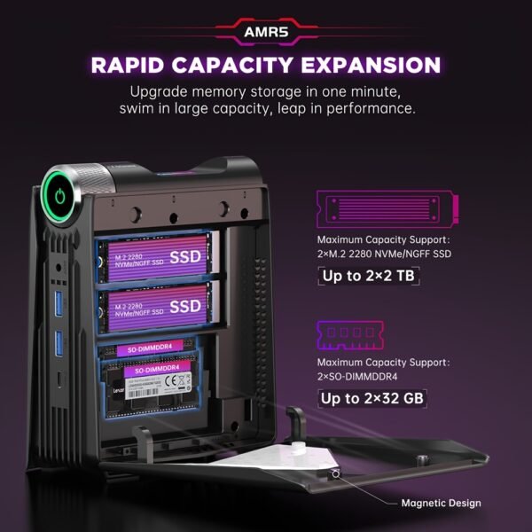 ACEMAGIC Gaming PC Ryzen Mini PC, AMD Ryzen 7 5700U(up to 4.3Ghz) 32GB DDR4 1TB NVME SSD Mini Desktop Computer, Mini Computers, 4K UHD, RGB Lights, 3 Adjustable Mode PC Gaming - Image 6
