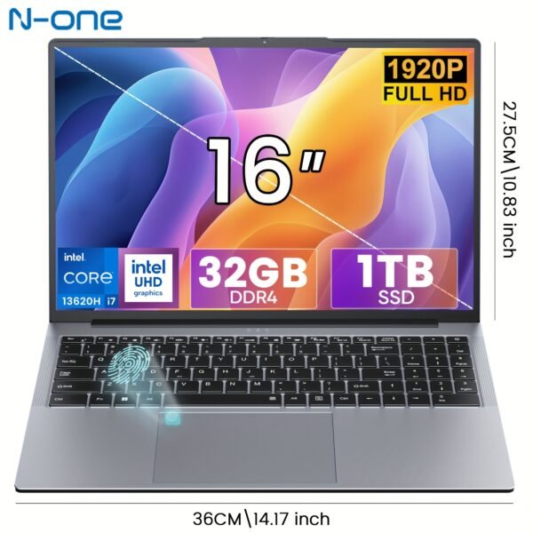 N-one NBook Turbo Laptop, Intel Core I7-13620H 10-core (up To 4.9 GHz), 32GB DDR4+1TB SSD, 16" 1920*1200 Screen, Ultra-narrow Border, Fingerprint Unlocking, WiFi 5, 57 Wh Battery, Full-size Backlit Keyboard, Business Computer, Pc Gamer, Portable Laptop, Computer, Laptop Computer, Laptops On, Gaming Computer, Pc Gaming Computer, Computadora Laptop, Gaming Laptop, Computer Laptop, Laptop En Oferta. Student Learning Computer, Holiday Gift. - Image 9