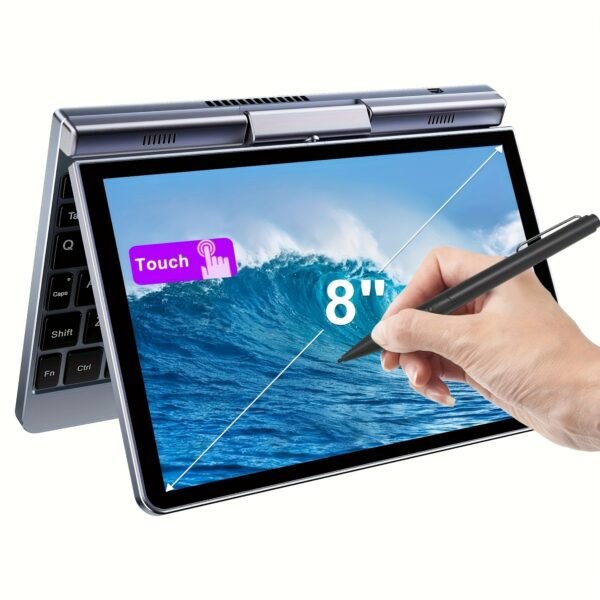 Crelander 2 In 1 Mini Laptop | 8 Inch Touchscreen Portable Computer | Intel 12th Gen N100 Processor | 12GB DDR5 RAM | 1TB M.2 SSD | PD 30W Charging | Wi-Fi 6 BT5.2 | Backlit Keyboard | - Image 3