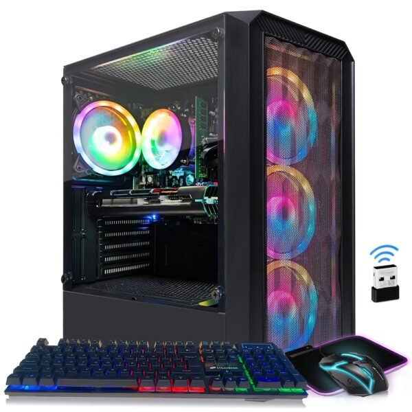 STGAubron Gaming PC Desktop, Radeon RX 590 8G GDDR5, AMD Ryzen 3 3200G 3.6G, 16G DDR4, 512G SSD, 600M WiFi, RGB Fan x4, RGB Mouse Pad, Windows 11 Home - Image 3