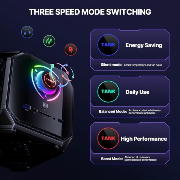 ACEMAGIC M1A DIY Gaming PC, I7 12700H(14C/20T, Up To 4.7GHz) Mini Desktop, RTX 3060, 32GB DDR5 & 1TB PCle3.0x4 SSD/8K 4-Screen/WiFi6/DP1.4/USB 4 Gaming Computer - Image 4