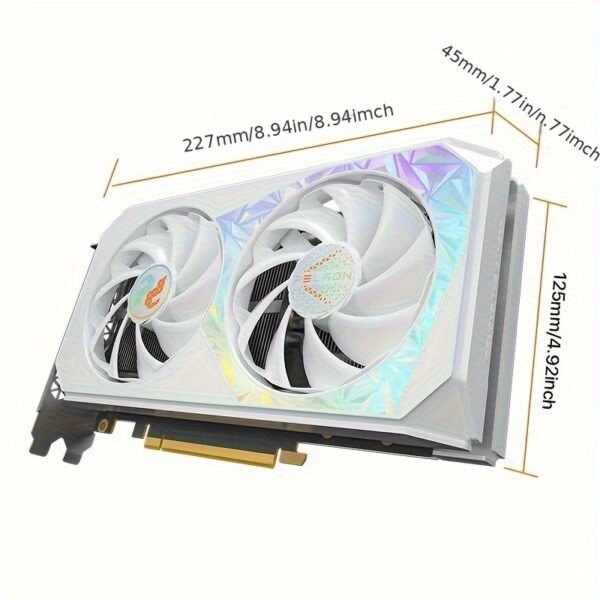 Peladn NVIDIA RTX 3060 12GB Gaming Graphics Card - GDDR6X, PCIe 4.0, Dual-Fan Cooling, White & Purple Geometric Design, DisplayPort, No Power Connector, Highperformance Graphics, Modern Aesthetic, Efficient Heat Dissipation, Durable Build, Computer Graphics, Stylish Cooling, Highquality Components, Tech Enthusiasts - Image 3