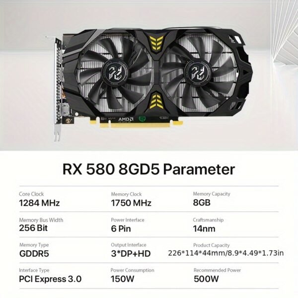 PELADN RX 580 8GB Graphics Card GPU DirectX 12 256-Bit GDDR5 PCI Express 3.0 Gaming Video Card