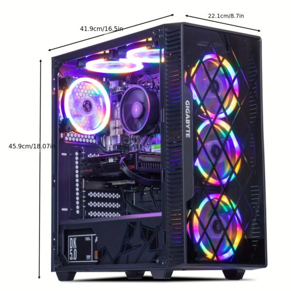 MXZ Gaming PC Desktop Computer, AMD Ryzen 5 4500 3.6GHz, RX 6600, 16GB(8G*2) DDR4, NVME 500GB SSD, 6RGB Fans, Gamer Desktop Computer(R5 4500|RX 6600) - Image 4