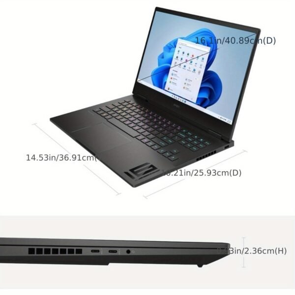 HP Omen 16 Gaming Laptop, 16.1" FHD 165Hz, Intel core i9-13900HX, 64GB DDR5 RAM, 2TB SSD, NVIDIA GeForce RTX 4060, Wi-Fi 6E, RGB Backlit, Windows 11 Home, Shadow Black, with Cleaning Brush - Image 4