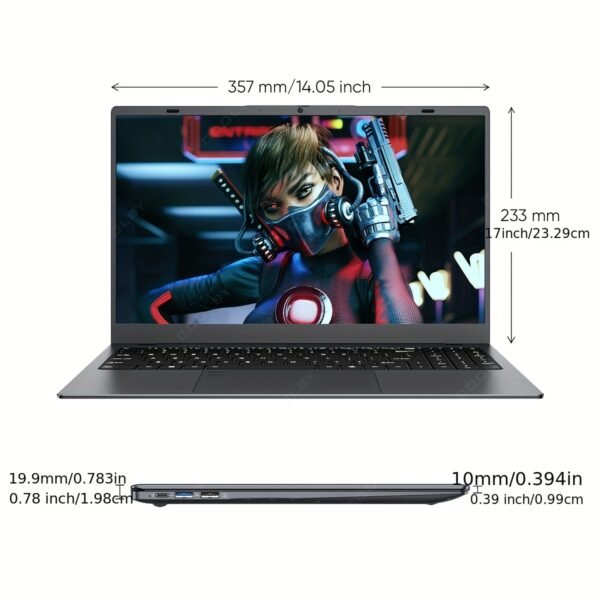 2025 New Business Cool And Thin Laptop, 15.6-inch 1080P Display, Intel Celeron N5095 Quad-core Quad-thread, 10nm Process, DDR4 16GB Special Intel Memory, M.2 NVMe 512GB Storage, Support TF Memory Card, with Push-pull Camera, Backlit Keyboard, 5000mAh Long-life Battery, Suitable for Students to Study, Business Office And Other Scenarios - Image 2
