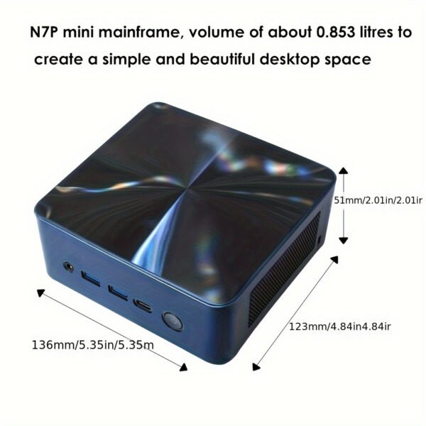 BRENUC N7P Mini Gaming Computer Pc AMD Ryzen 7 8845HS, SO-DIMM DDR5 4800MHz (64GB max), RMO M.2 2280 PCIE4.0 4 NVME (2048GB max), AMD Radeon 780m, Dark Blue - Image 2