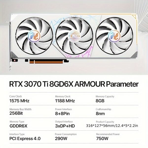 Peladn Gaming RTX 3070Ti 8G Graphics Card GDDR6 RGB Lighting PCI Express 4.0 Video Card Triple-fan Edition - Image 2