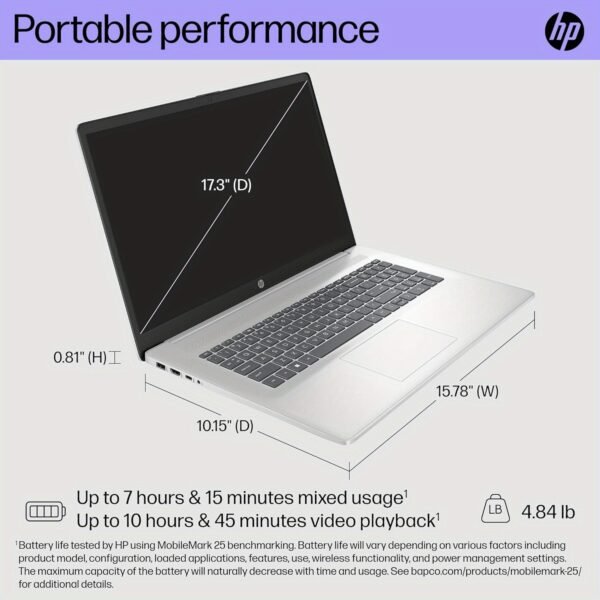 HP 17 inch Touchscreen Laptop Computer Business, MS Office 2024, 17.3" HD+ Display, 10-Core Intel 7-150U (up to 5.4 GHz), 64 GB RAM, 4 TB SSD, Backlit Keyboard, Wi-Fi 6, Windows 11 Pro, w/Accessories - Image 7