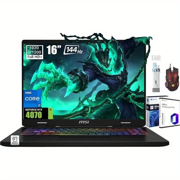 MSI Crosshair 16 Gaming Laptop, Intel Core i7 14650HX (Up to 5.2GHz), NVIDIA RTX 4070, 16" 144 Hz 16:10 FHD+ IPS Display, 32 GB DDR5, 1 TB SSD, Windows 11 Pro& MS Office Pro License, w/Accessories - Image 3