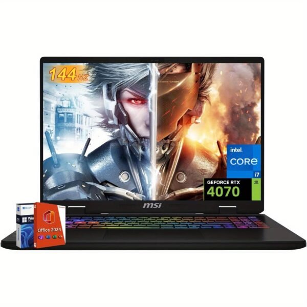 MSI Crosshair 16 Gaming Laptop 16" FHD+ 144Hz IPS Display, Intel i7-14650HX (Up to 5.2GHz), 64GB DDR5 RAM, 1TB SSD, 8GB RTX 4070, 90Whr Battery, Wi-Fi 6E, BT 5.3, Windows 11 Pro, Office 2024 Pro, Portable Gaming Laptop with RGB Keyboard & 720P Webcam, Gaming Notebook | Steelseries Keyboard | Highperformance Components