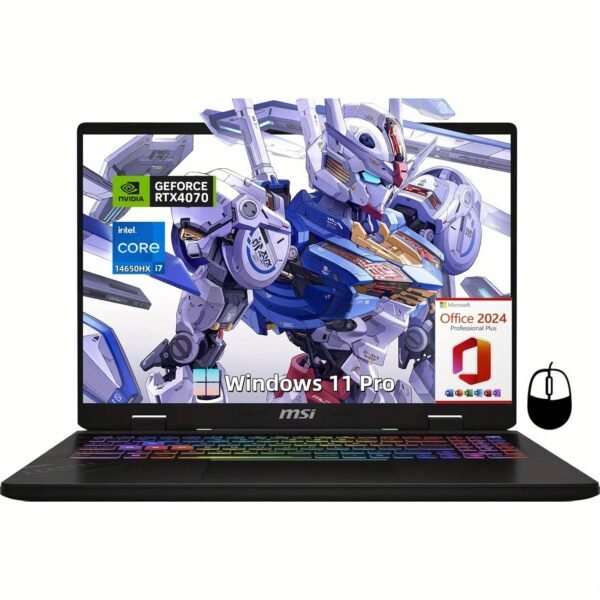 MSI Crosshair 16 Gaming Laptop- with Office 2024 Lifetime, 16" FHD+ IPS Display, GeForce RTX 4070, Intel i7-14650HX, 64 GB DDR5 RAM, 2 TB SSD, Backlit Keyboard, Wi-Fi, Windows 11 Pro, w/Accessories