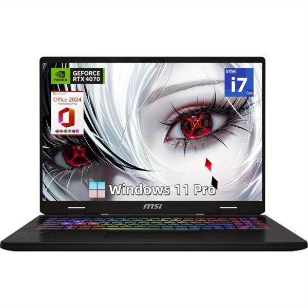 MSI Crosshair 16 Gaming Laptop- with Office 2024 Lifetime, 16" FHD+ IPS Display, GeForce RTX 4070, Intel i7-14650HX, 64 GB DDR5 RAM, 1 TB SSD, Backlit Keyboard, Wi-Fi, Windows 11 Pro, w/Accessories