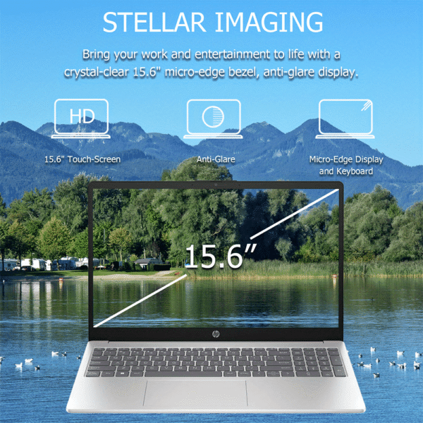 HP 15.6" Touchscreen Laptop, HP Laptops for Business and Students, Intel Iris Xe Graphics, Intel Core i5-1235U, Up to 64GB RAM, Up to 2TB SSD, Fast Charge, Long Battery Life, HDTV, Wireless, Wi-Fi 6E, Windows 11 Pro, Silver - Image 3