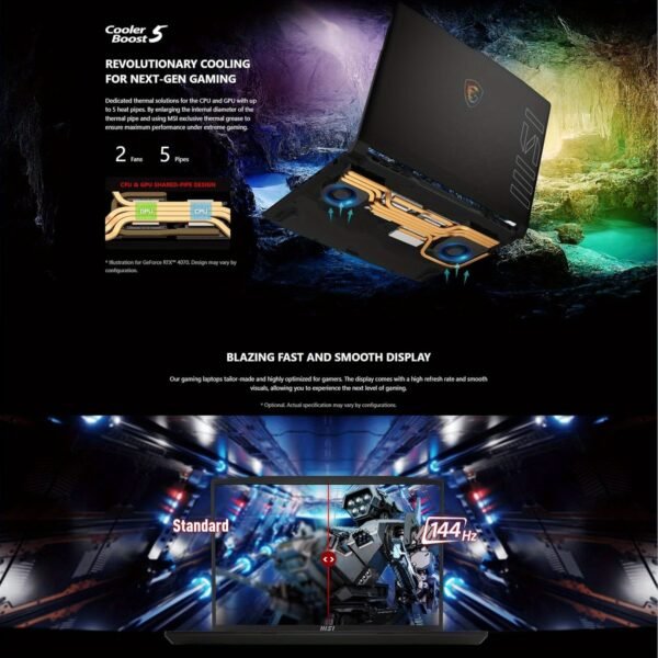 MSI Crosshair 16 Gaming Laptop, Intel Core i7 14650HX(Up to 5.2GHz), NVIDIA RTX 4070, 16" 144Hz 16:10 FHD+ IPS Display, 32 GB DDR5, 1 TB SSD, Windows 11 Pro& MS Office Pro License, w/Accessories - Image 5