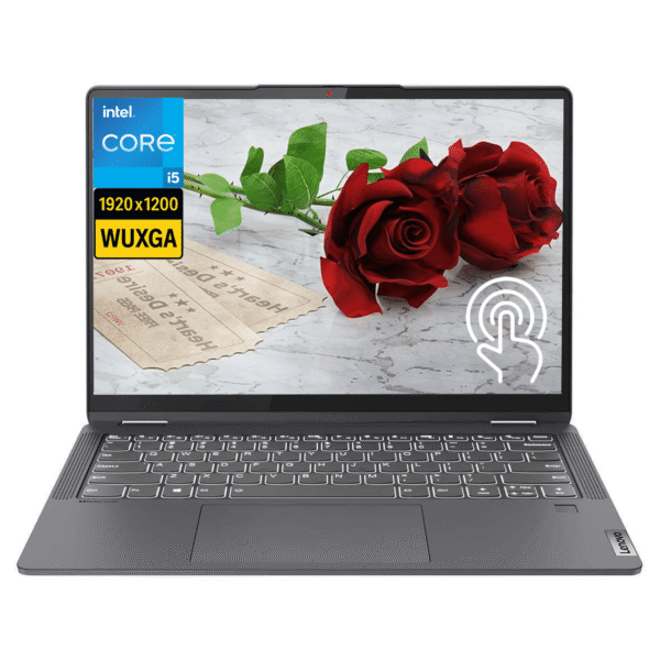 Lenovo Flex 5i 14" 2-in-1 Convertible Laptop, Intel Core i5-1235U 10-Core Processor, 16GB RAM 1TB SSD, FHD+ Touchscreen (1920x1200), Backlit Keyboard, Fingerprint Reader, Wi-Fi 6, Windows 11 Home in S Mode, Storm Grey, Light Weight Laptop, Productivity Device, Multimedia Playback, Rosedesign Lid, Modern Aesthetic, Durable Construction, Glossy Finish