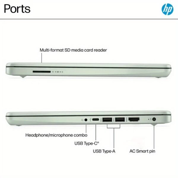 HP 14" HD Business Laptop, Intel Processor N150, 4GB RAM, 128GB UFS, Intel Graphics, Wi-Fi 6, Windows 11 Home in S Mode, Willow Green - Image 7