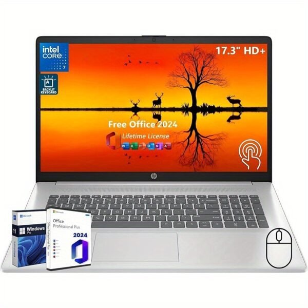HP 17 inch Touchscreen Laptop Computer Business, MS Office 2024, 17.3" HD+ Display, 10-Core Intel 7-150U (up to 5.4 GHz), 64 GB RAM, 4 TB SSD, Backlit Keyboard, Wi-Fi 6, Windows 11 Pro, w/Accessories - Image 3