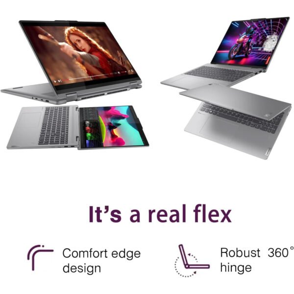 Lenovo Yoga 7 2-in-1 Laptop, 16" WUXGA 2K Touchscreen, AMD Ryzen 7 8840HS, 16GB DDR5 RAM, 2TB SSD, Backlit KB, Fingerprint, Wi-Fi 6E, 1080P Webcam, Windows 11 Home, Artic Gray - Image 6